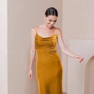 Revelry Skye Velvet Bridesmaids Dress Mustard Size 14